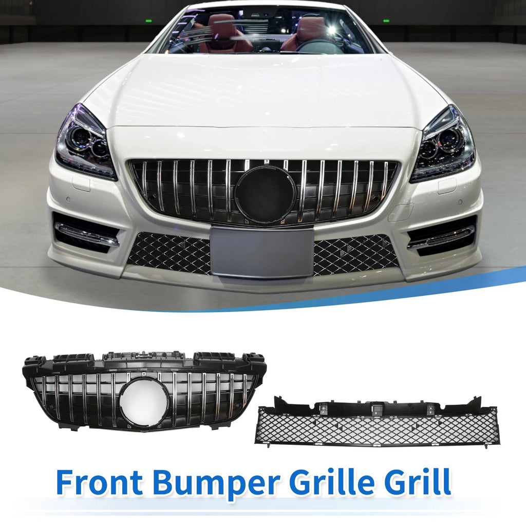 Front Upper Bumper Grille Grill Replacement for Mercedes-Benz SLK200 (2012–2016)