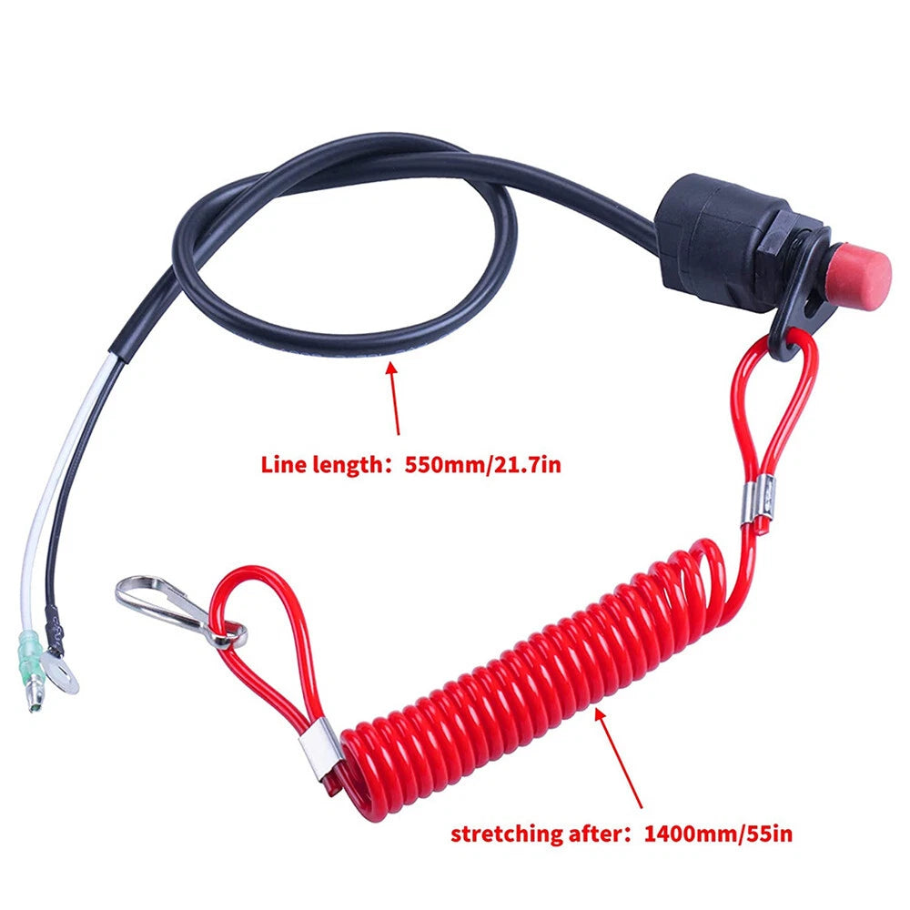 Outboard Engine Stop Kill Switch with Safety Tether Lanyard for Boat