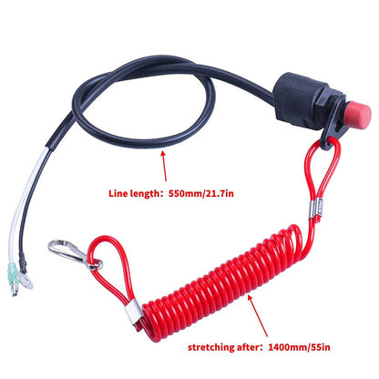 Outboard Engine Stop Kill Switch with Safety Tether Lanyard for Boat