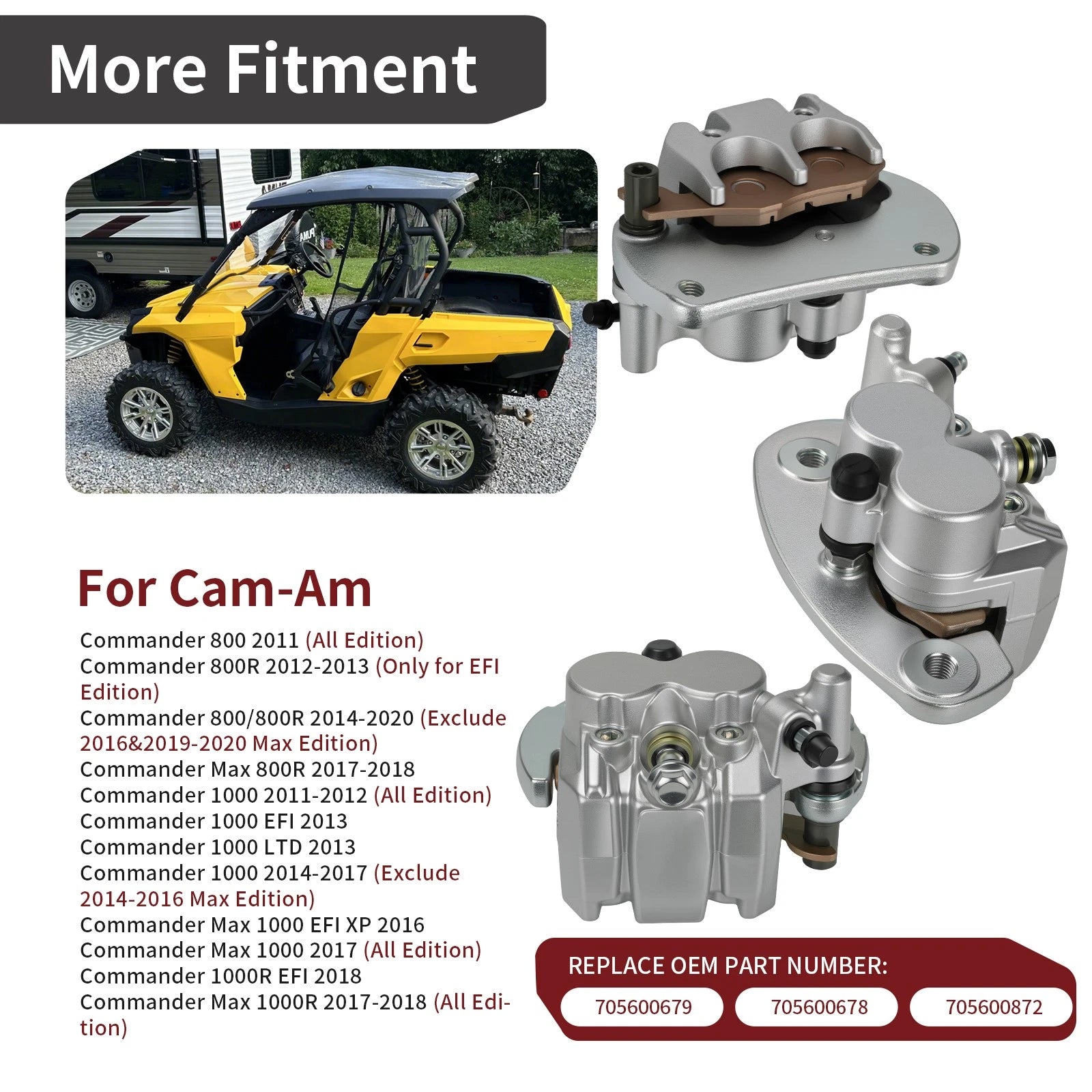 Set of 2 Brake Calipers for Can-Am Commander 800/R 1000/R (705600679, 705600678, 705600872)
