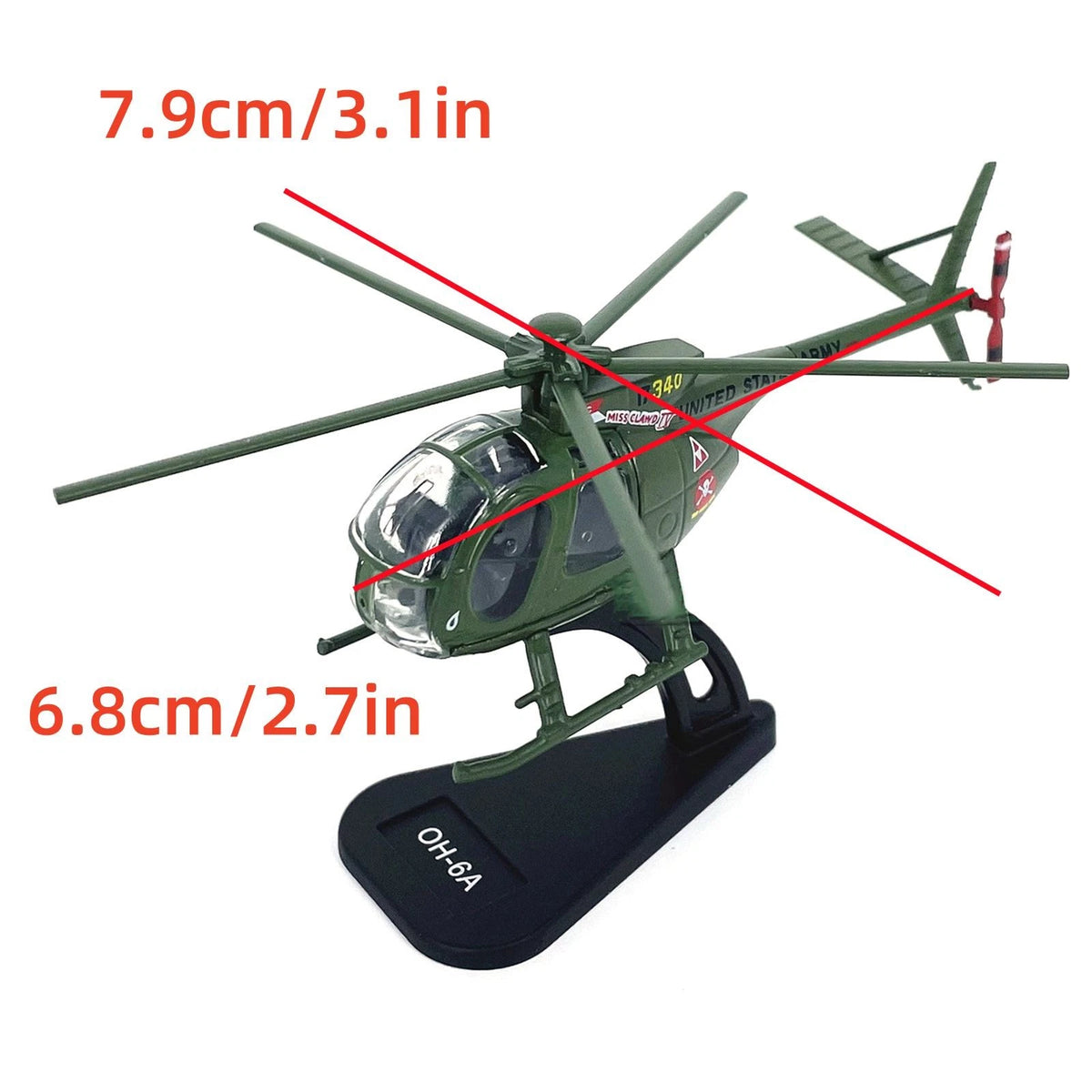 1/100 Scale Alloy US Army OH-6A Cayuse Helicopter Model