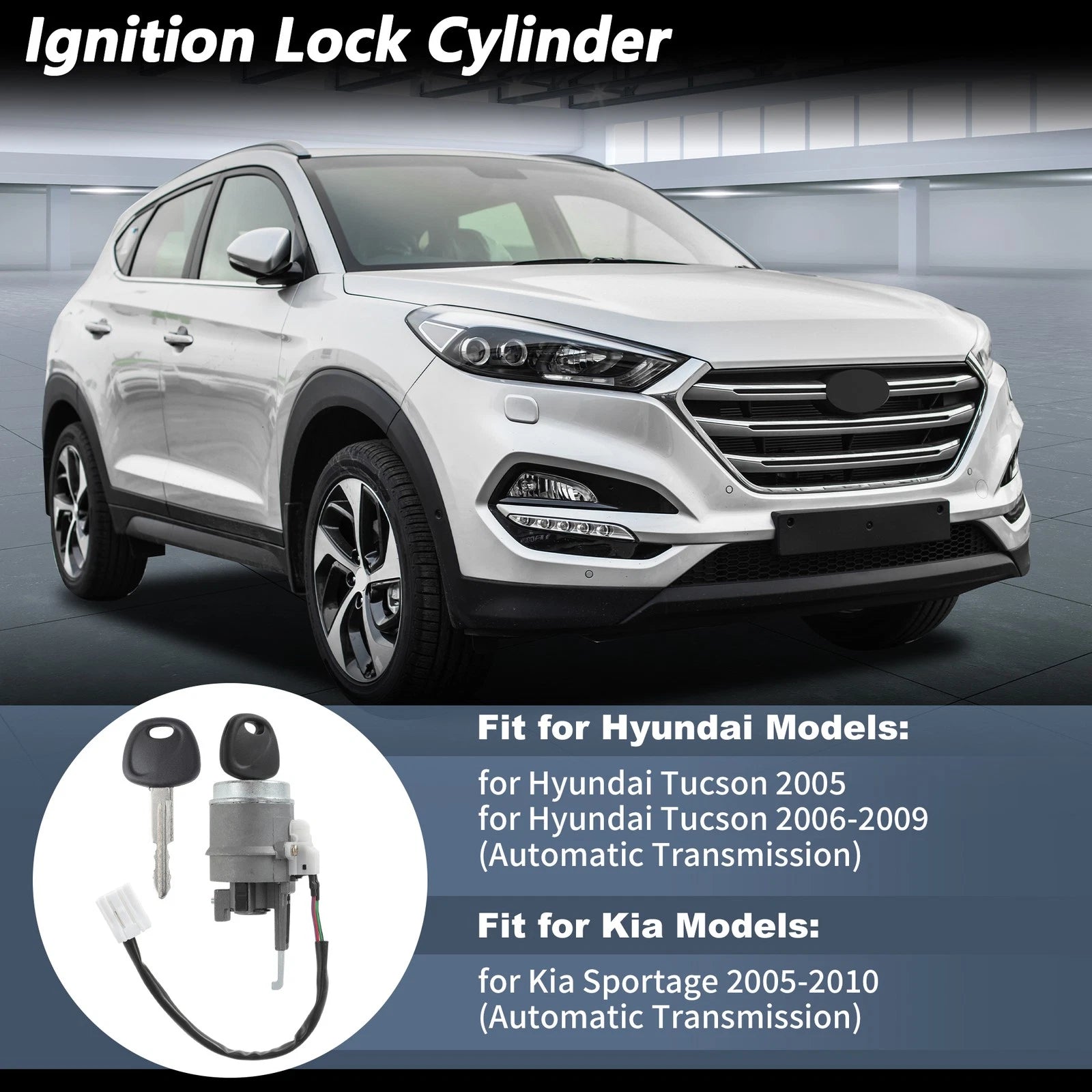 Ignition Lock Cylinder with 2 Keys for Hyundai Tucson (2005–2009)