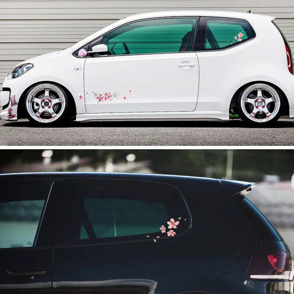 Vinyl Car Sticker for Windshield Bumper (Pink-Cherry Blossom)