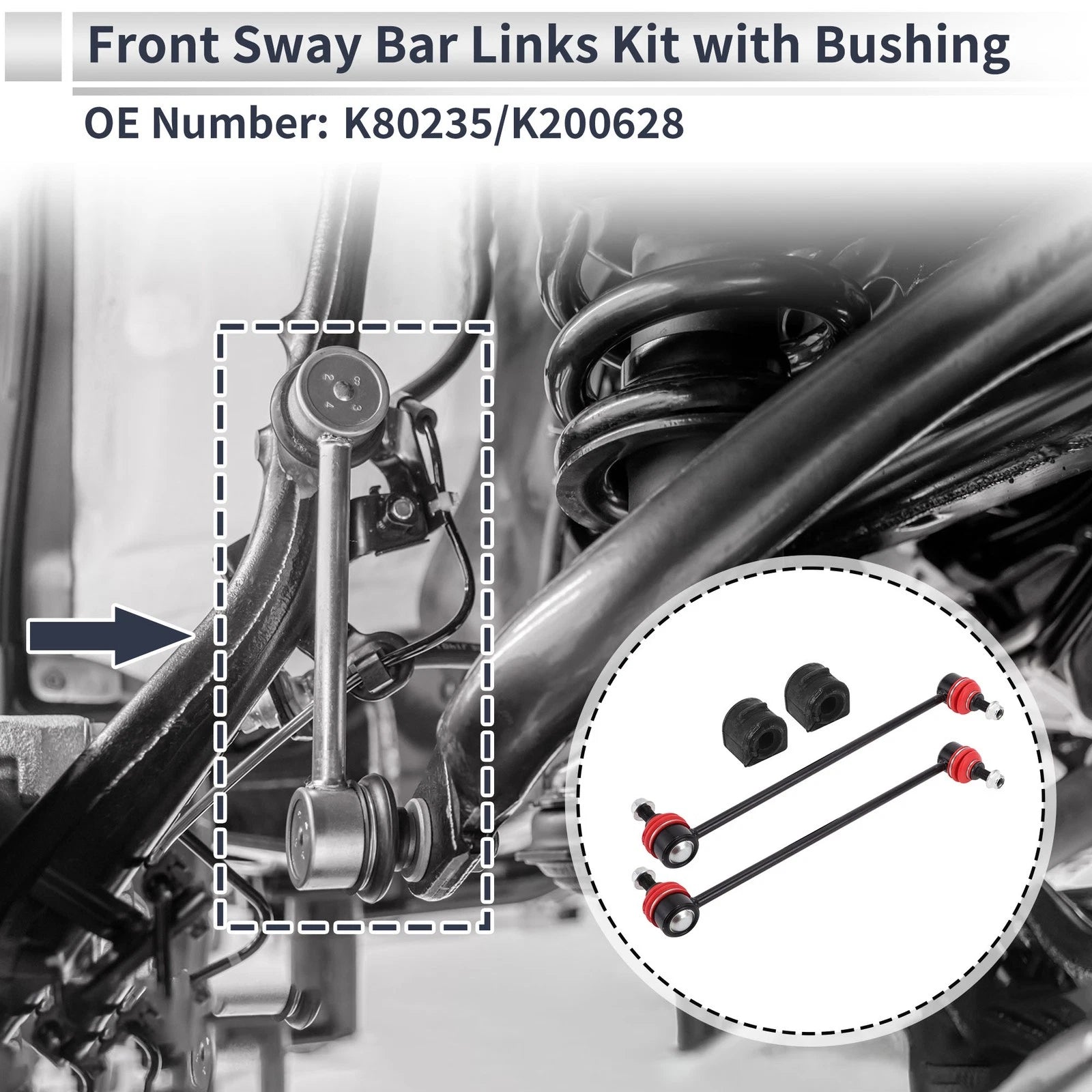 Front Stabilizer Bar Links with Bushings 2 Piece for Mazda 3 (2004–2009)