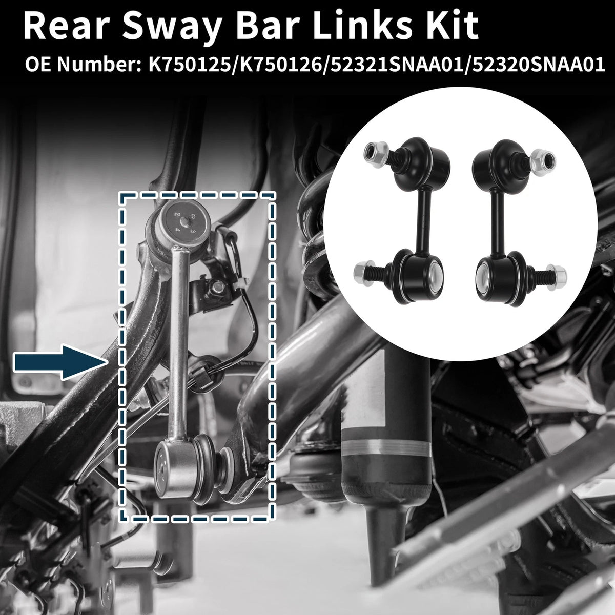 Set of 2 Rear Stabilizer Link Bushingless for Honda Civic (2006–2015) K750125/K75012