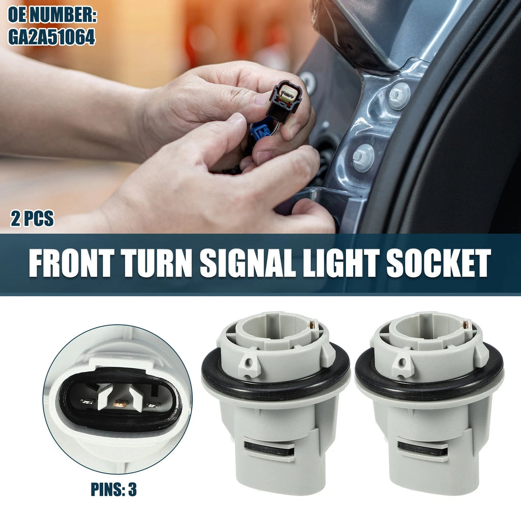 Front Turn Signal Light Socket 2 Pcs for Mazda 3 (2004–2009) 3 Pins