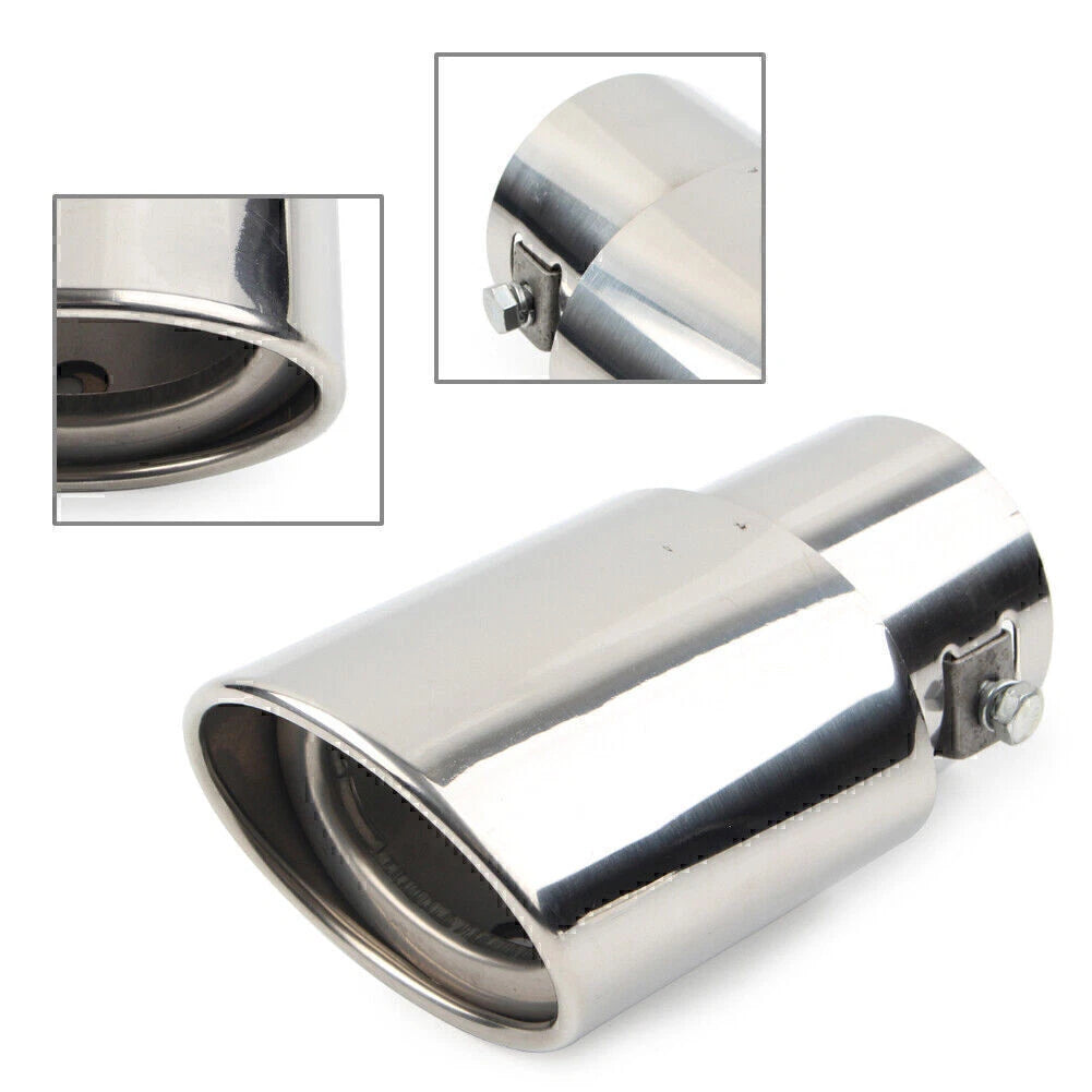 Round Exhaust Pipe Tail Muffler Tip for Universal Fit (2X, Silver)