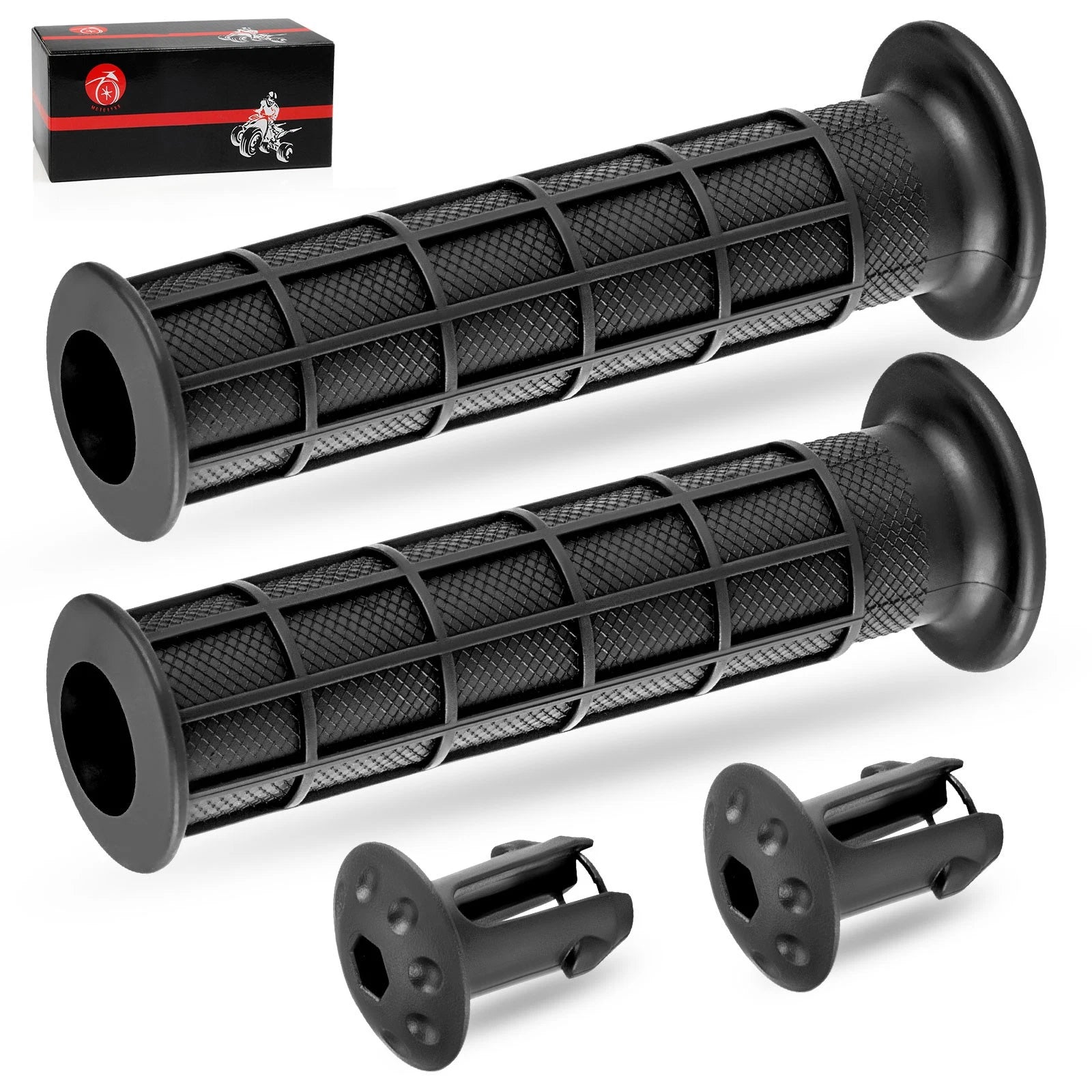 Set of 2 Handlebar Grips w/End Guards for Honda Rancher 420 TRX420 (2007–2024)