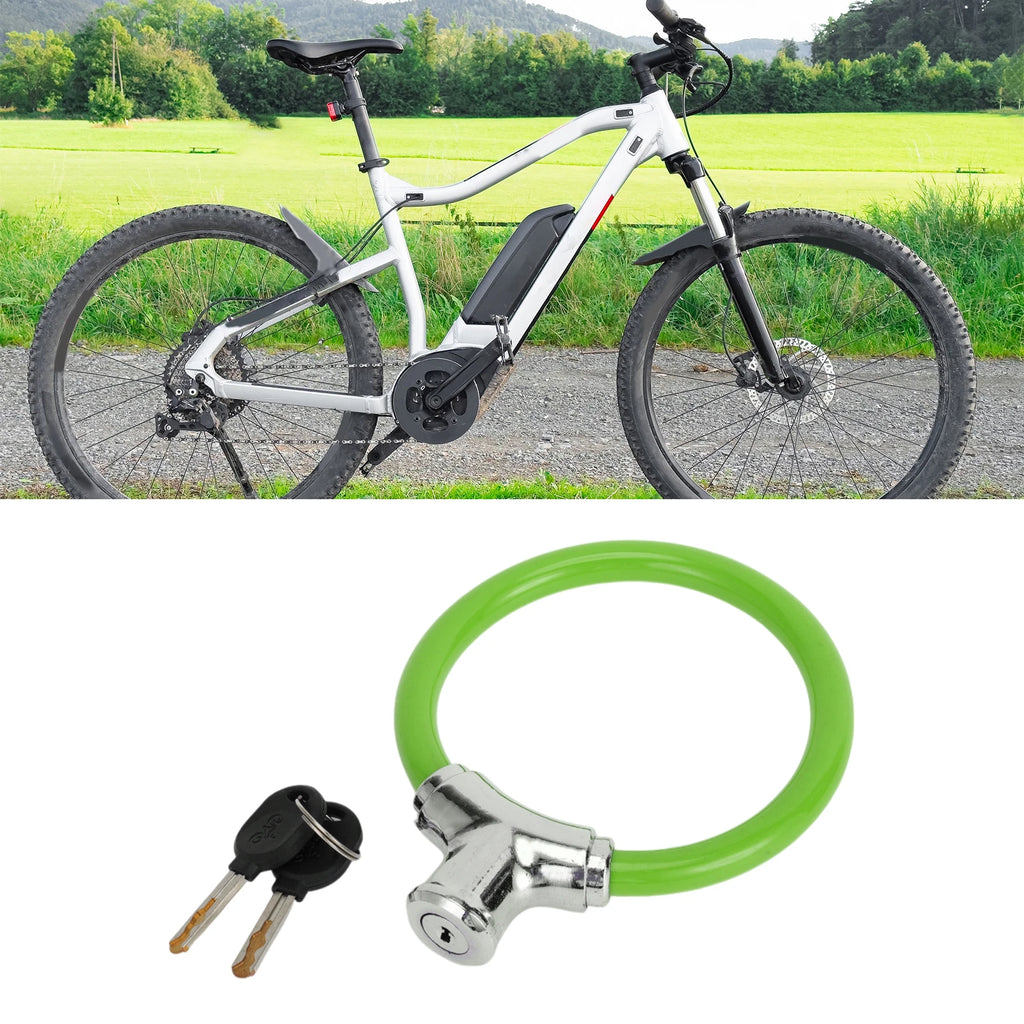Portable Ring Cable Lock for Bicycle (42cm) - Anti-Theft Mini Lock Green