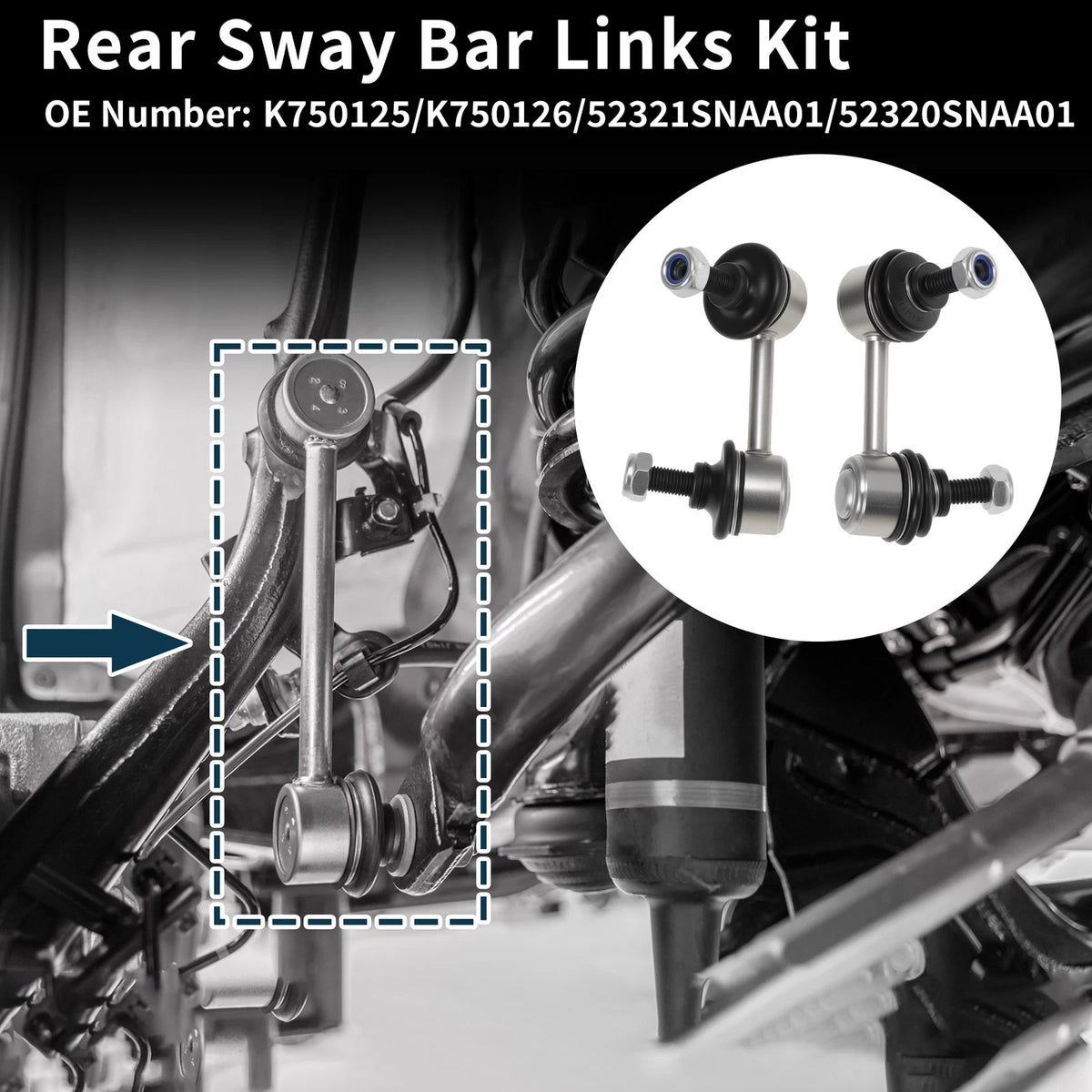 Set of 2 Rear Stabilizer Link Bushingless for Honda Civic (2006–2015)