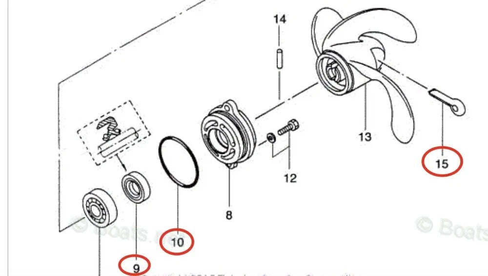Lower Unit Seal Kit for Tohatsu 2/2.5HP 3.5HP 309601110 345650150 309650150