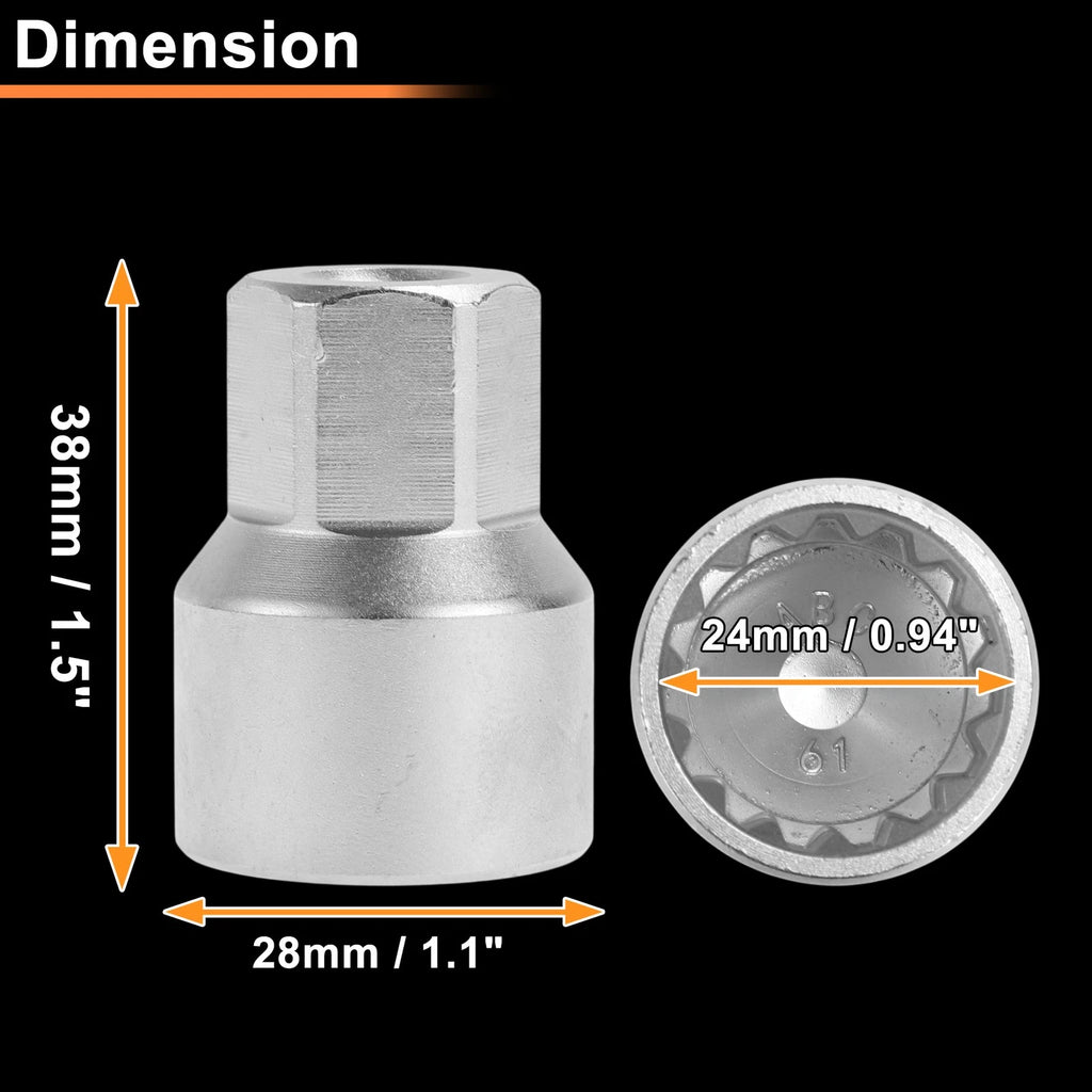 Wheel Lock Lug Nut for VW Touareg (2004–2010) - ABC61/15Pt Key Socket Tool