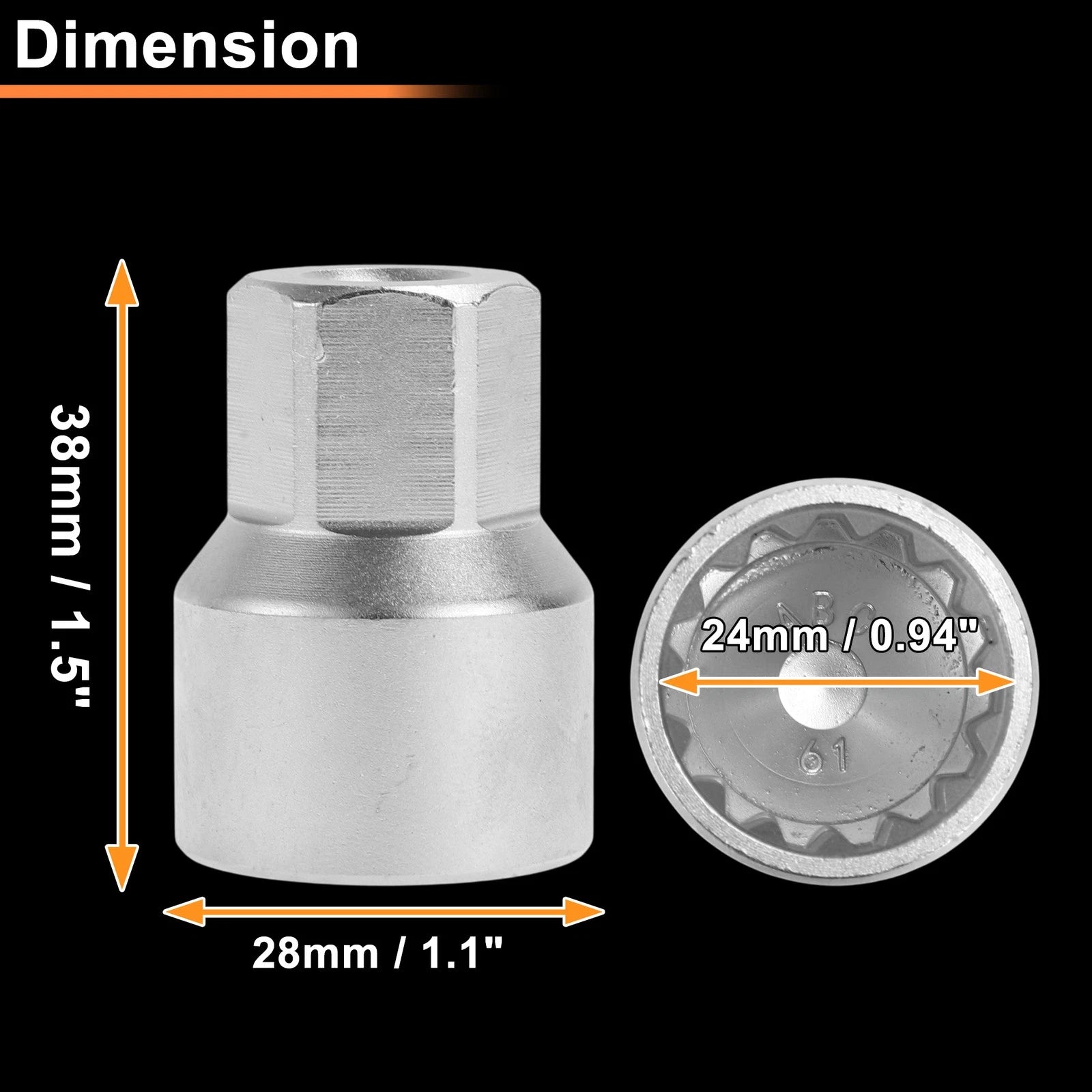 Wheel Lock Lug Nut for VW Touareg (2004–2010) - ABC61/15Pt Key Socket Tool