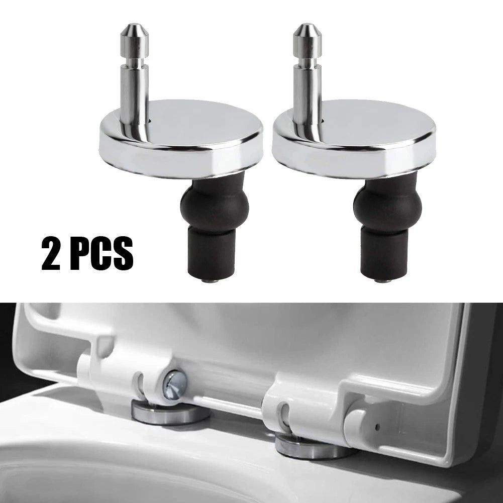 2X Heavy Duty Toilet Seat Hinges Black & Silver Quick Release