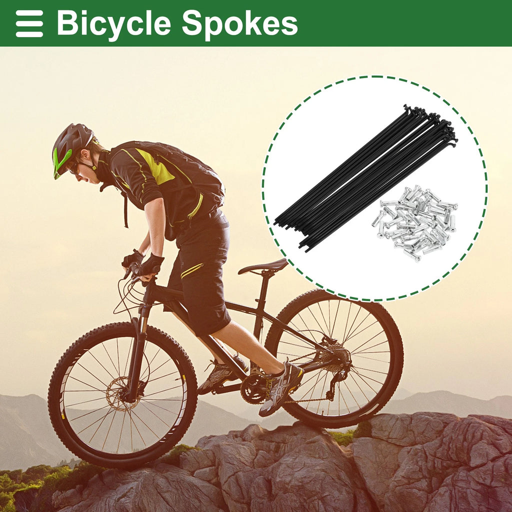 Bicycle Spokes Nipple Replacement Set 14G 181mm for Universal Use (All)