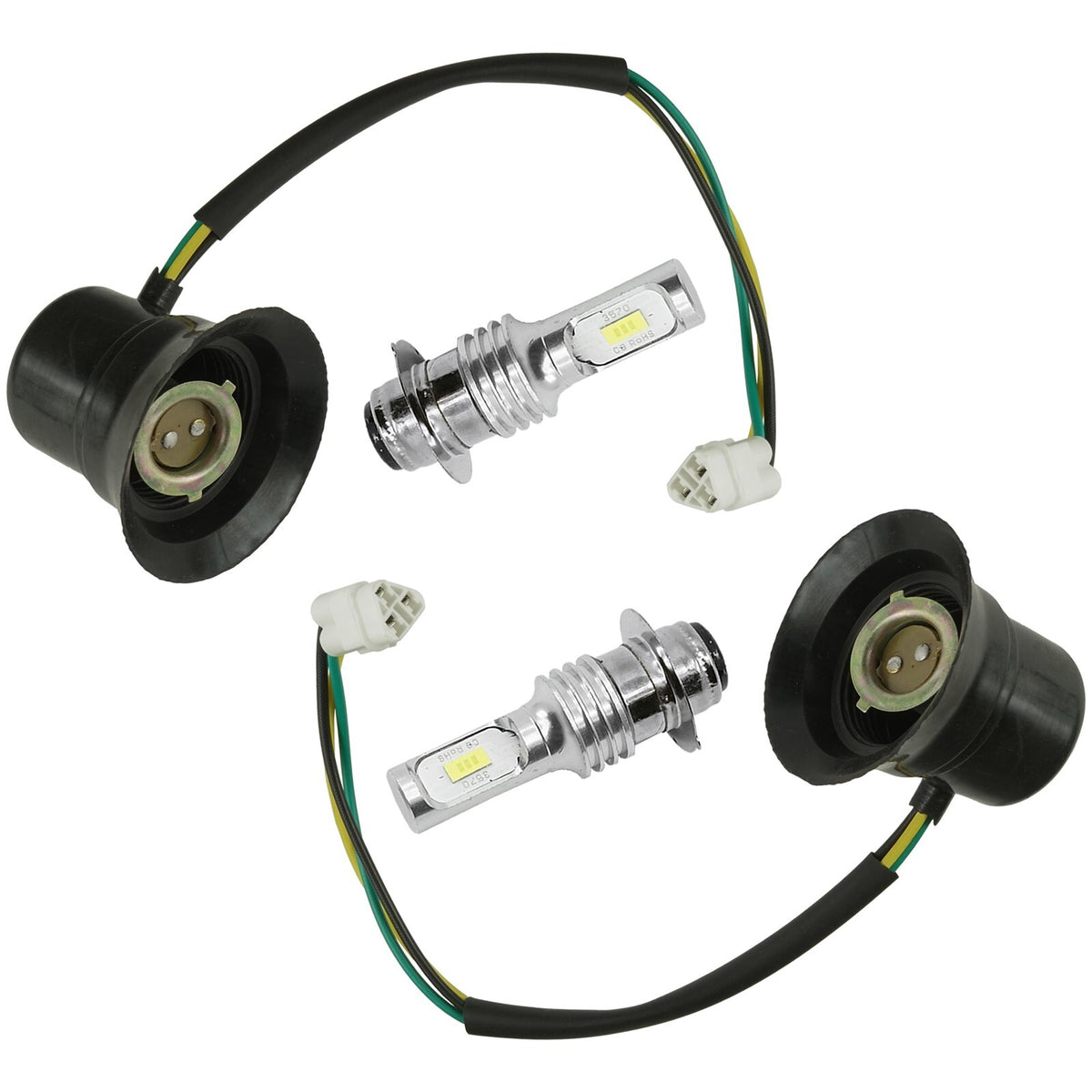 Caltric Headlight Socket and LED Bulb Replacement for Yamaha Rhino 450 (2007–2009)