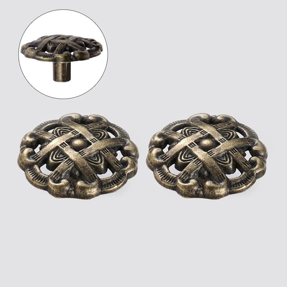 2/5/10Pc Antique Round Pull Handle Retro Door Cabinet Pulls Cupboard Drawer Knob
