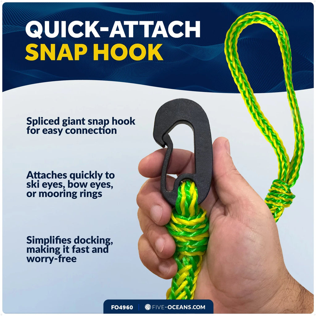 2-Pack 1/2 in x 7 ft PWC Dock Lines with Giant Snap Hook, FO4960