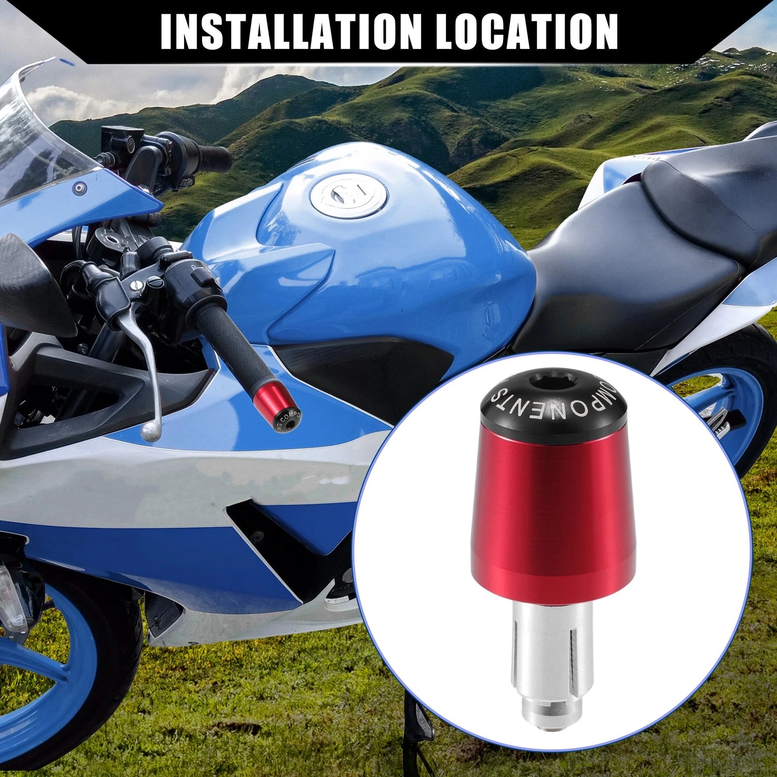 Handlebar End Plugs 2 Pcs Replacement for Honda 7/8 22mm (Red) (2000–2000)