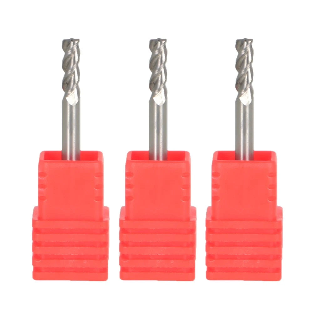 3 Pcs 1/8" 3 Flute Carbide End Mill (Regular)