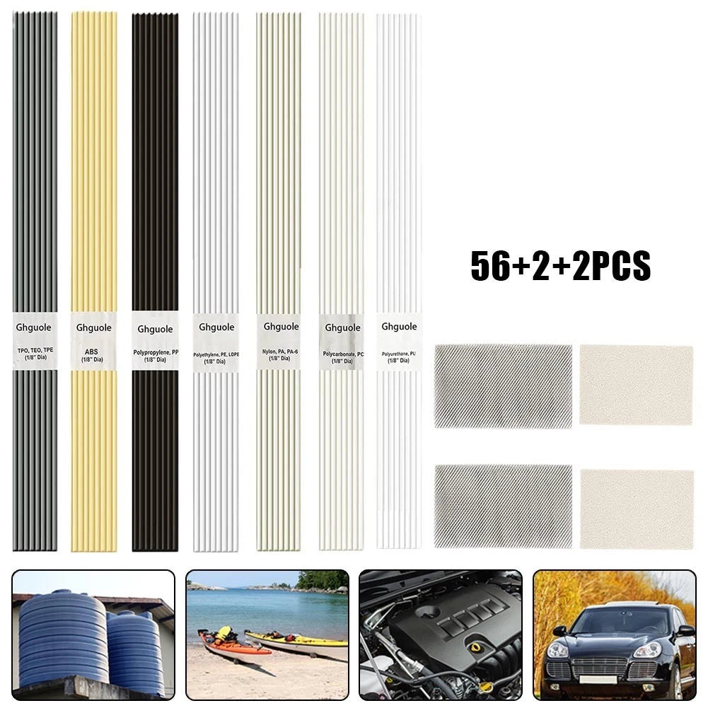60X Plastic Welding Rods with Stainless Steel - 7 Types, Odorless