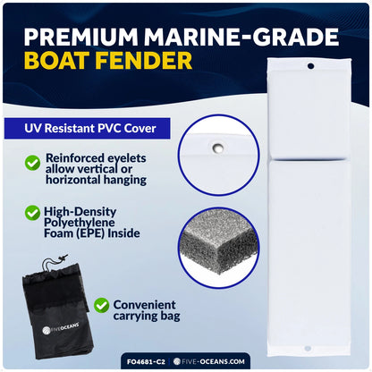 4-Pack White Flat Boat Fender Kit for Various Boats (24" x 6-7/8" x 2-1/2")