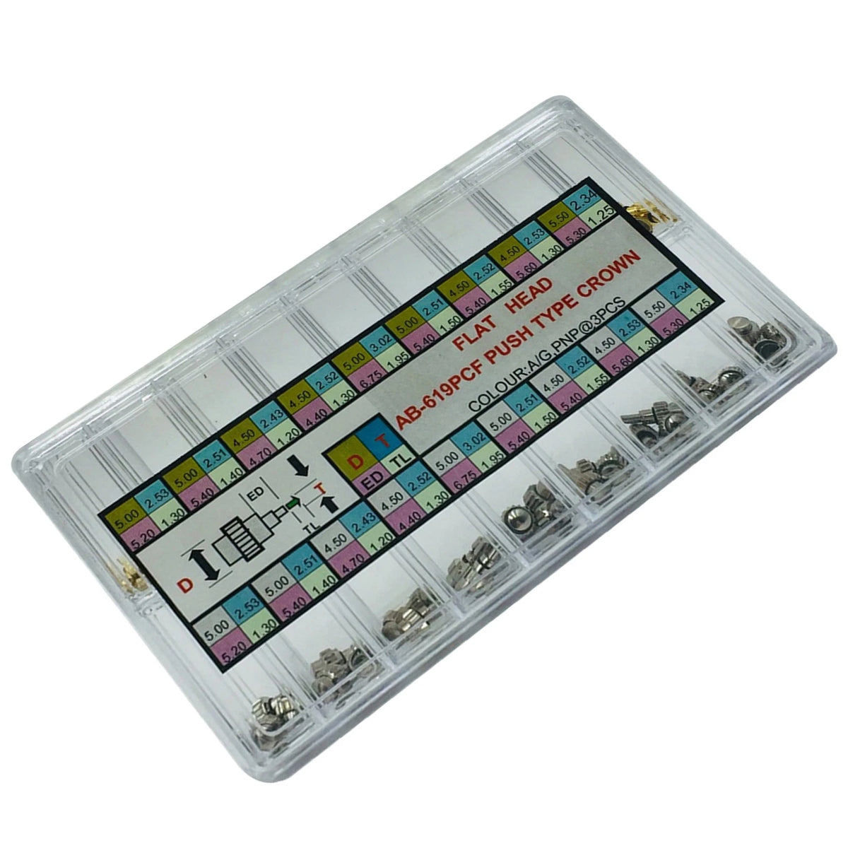 Watch Pusher Button Crown Assortment for Chronograph (54 Pack)