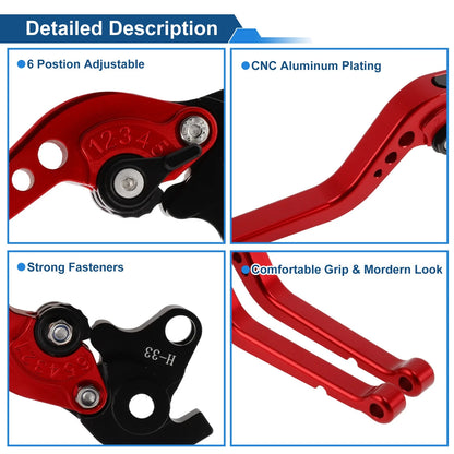 Set of 2 Adjustable Brake Clutch Levers for Honda RC51 (2000–2006) Red