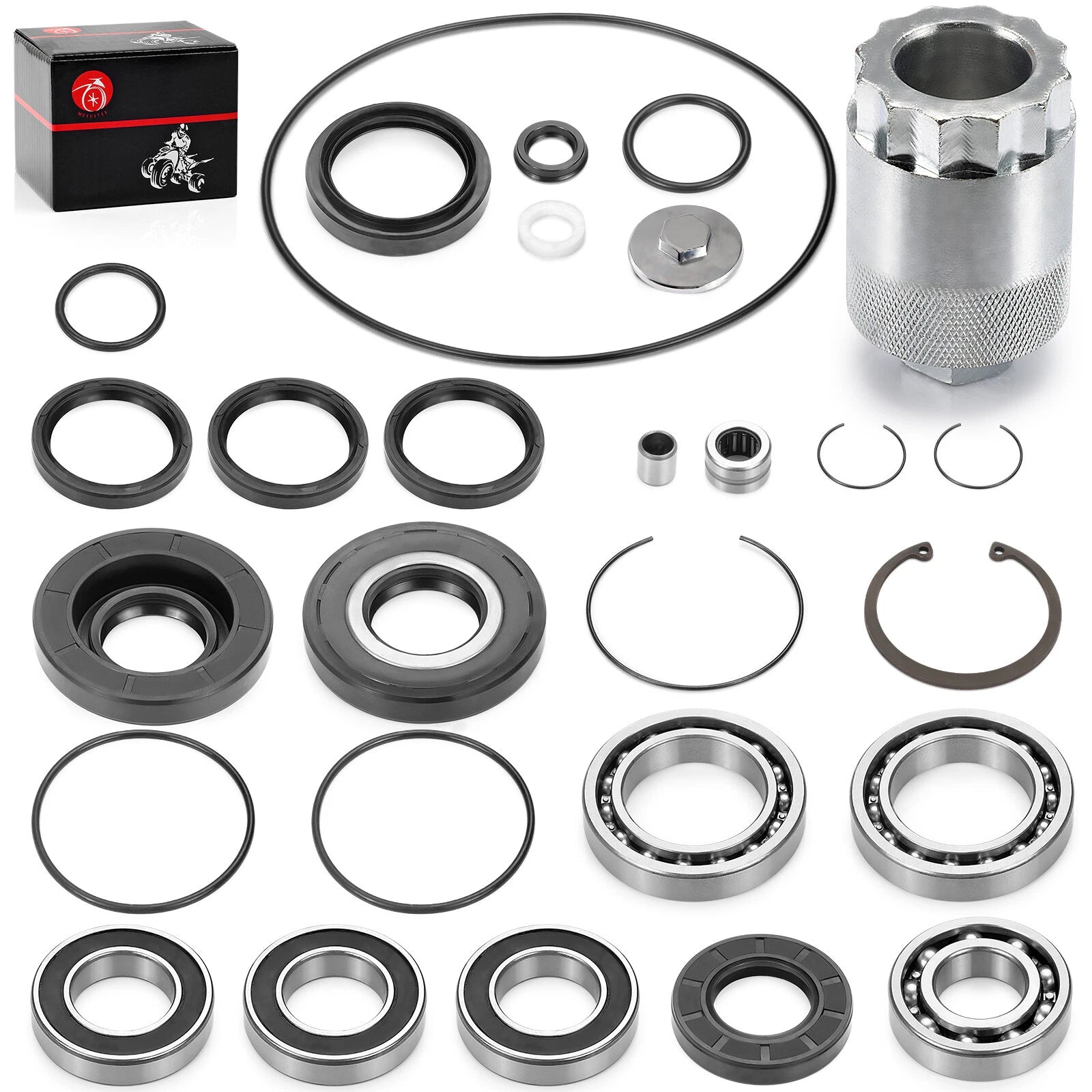 Rear Differential Bearings Seals Kit w/Nut Tool for Honda Recon 250 (2002–2023)