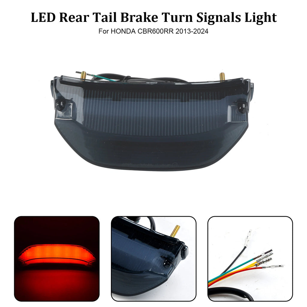 LED Rear Tail Brake Turn Signals for Honda CBR600RR (2013–2024) Black T9
