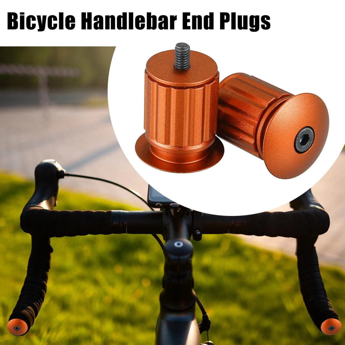 Pair Handlebar End Plugs Aluminum Alloy 17.5–22mm for Bike (Orange) (2005–2015)