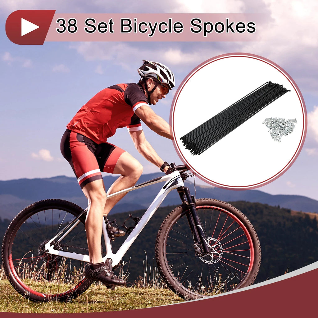 Bicycle Spokes Set 13G 271mm Carbon Steel Black for 700C Wheels (n/a)