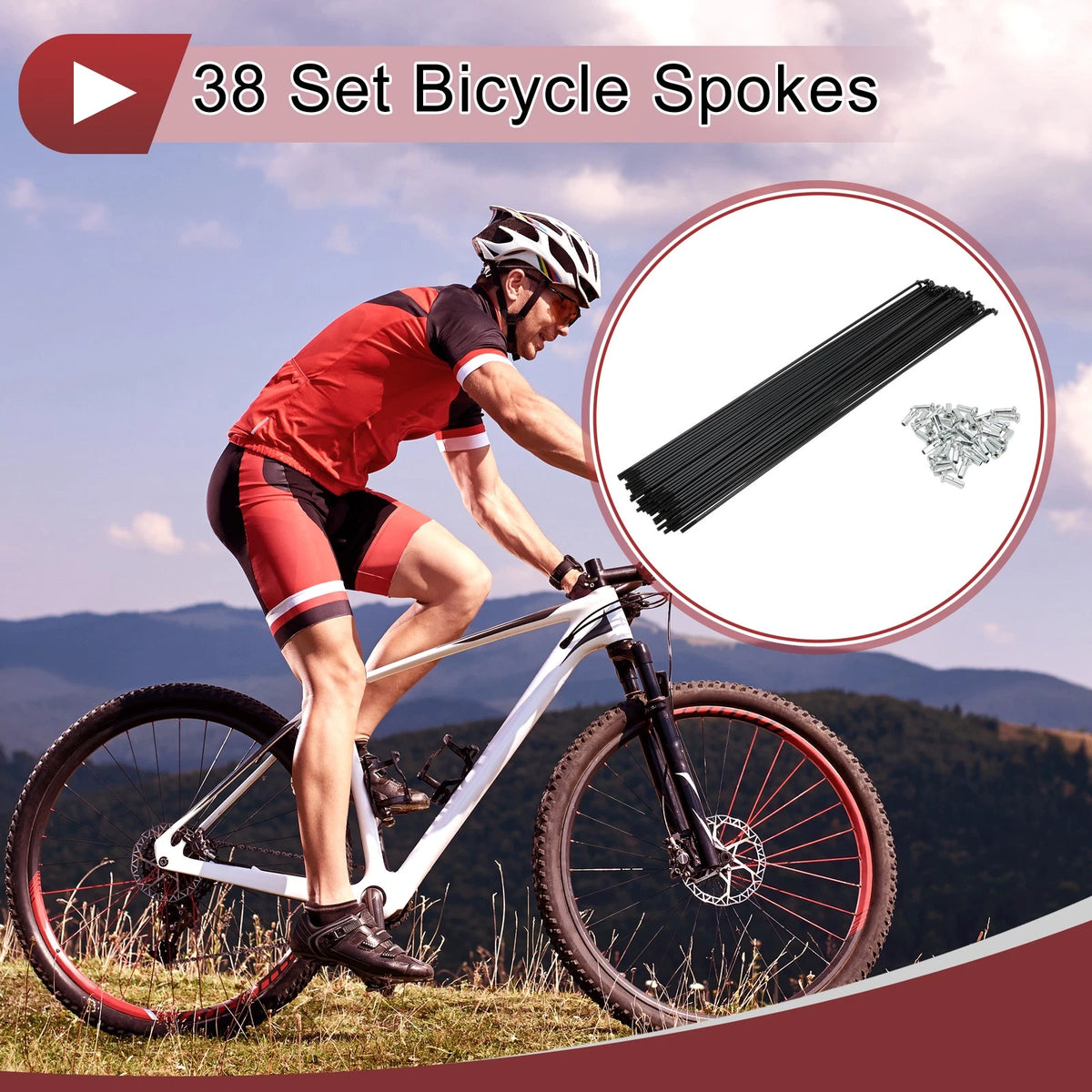 Bicycle Spokes Set 13G 271mm Carbon Steel Black for 700C Wheels (n/a)