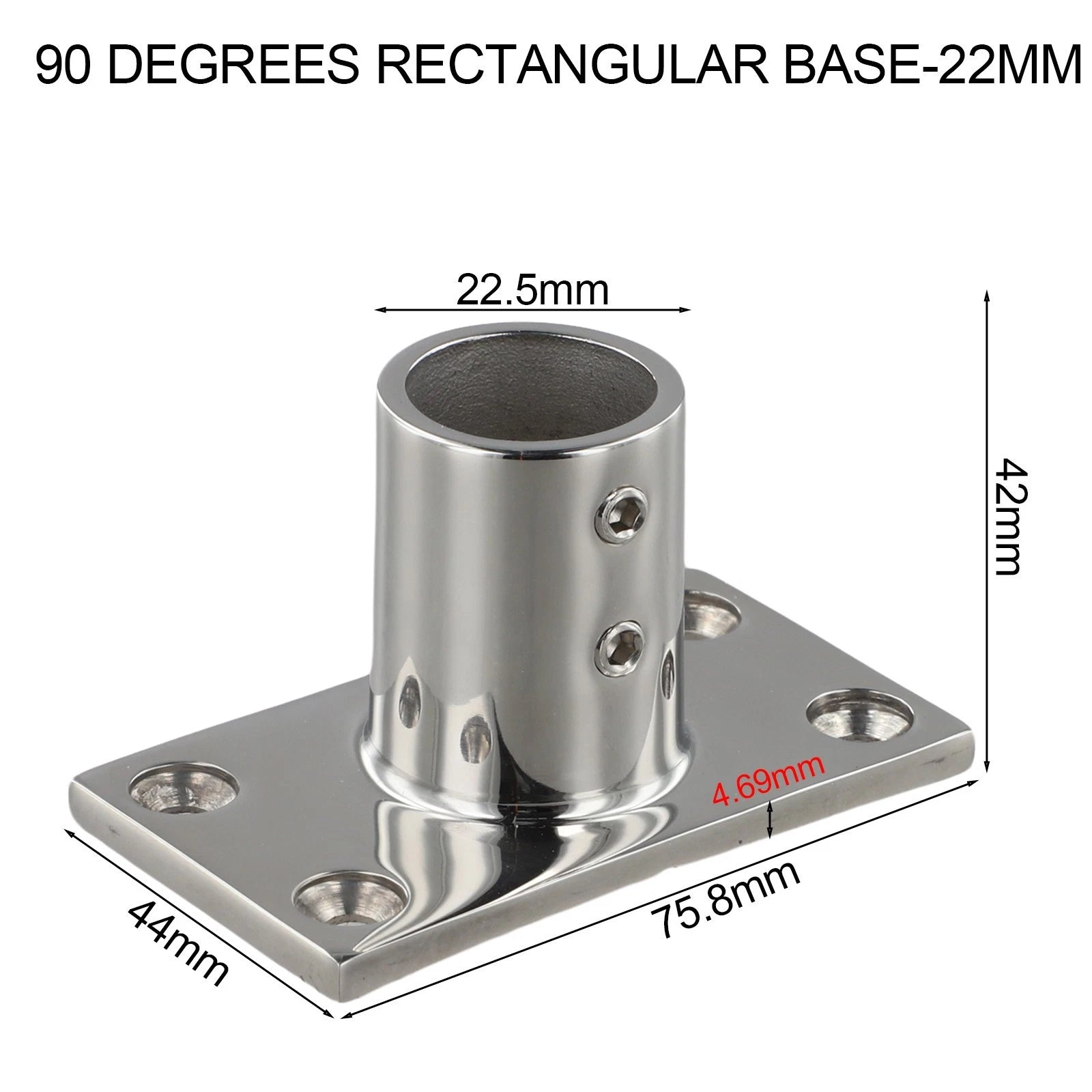 22MM Rectangular Base for Handrails (Marine Grade Stainless Steel)