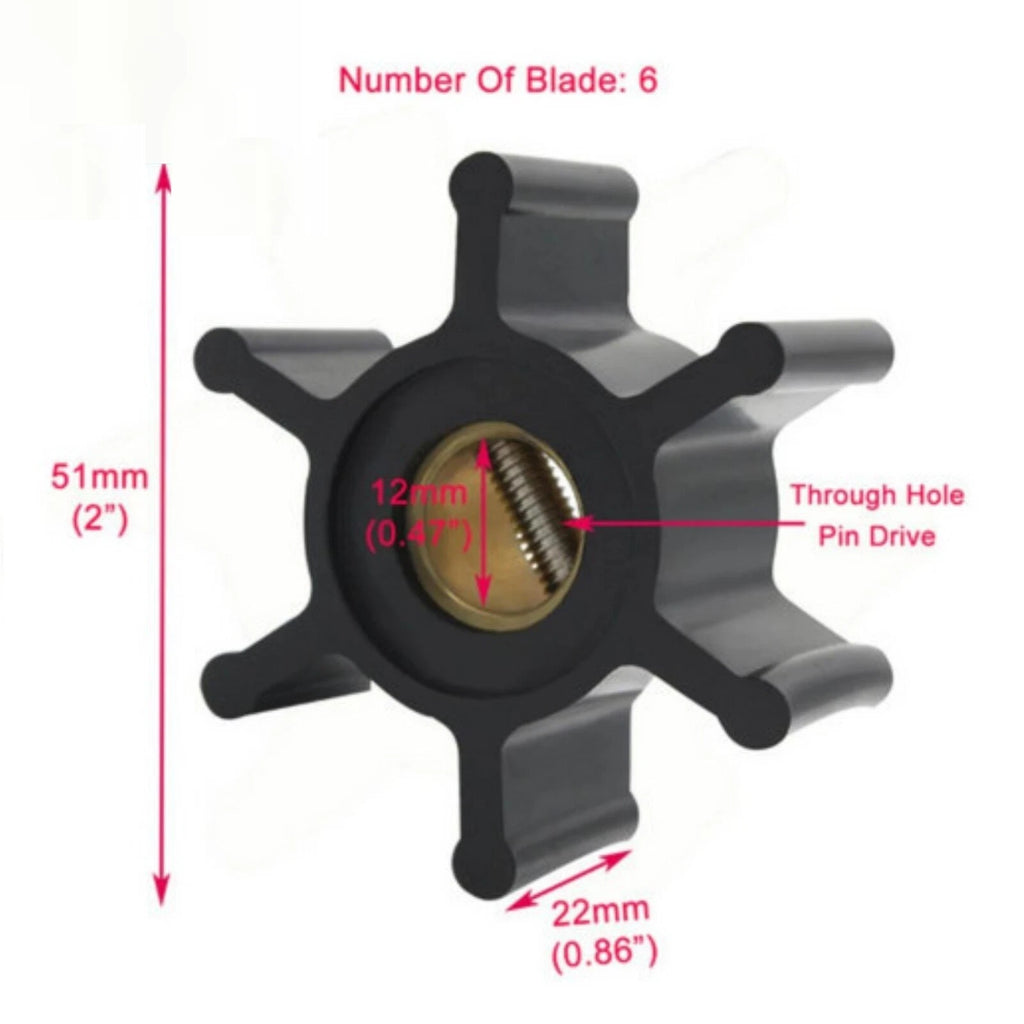 Impeller w/Oring for Yanmar 2GM20/3GM30-YEU & 2/3YM (128990-42200)