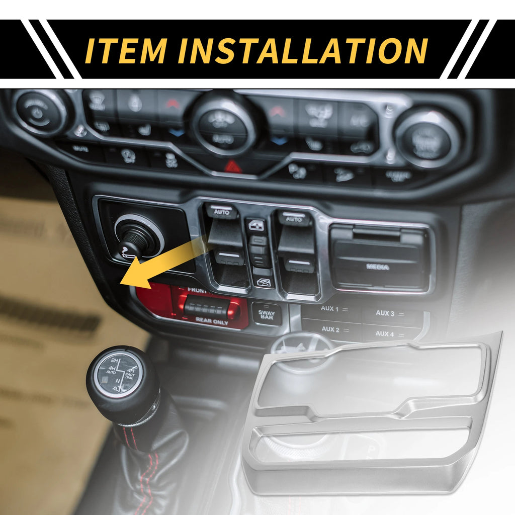Dashboard Center Window Control Panel Cover for Jeep Wrangler JL (2018–2023) Silver Tone