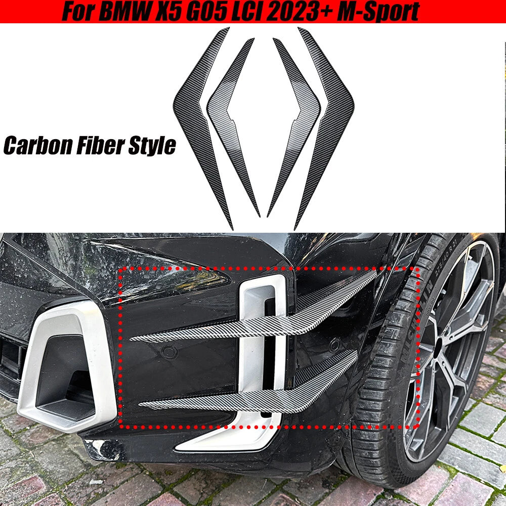 Set of 4 Carbon Look Front Bumper Duct Vents Fin Trim for BMW X5 G05 (2023+)