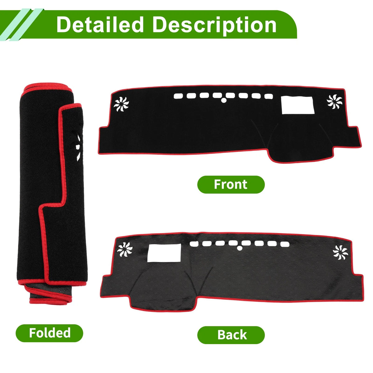 Dashboard Cover for Toyota Camry XV70 (2018–2023) Black Red Polyester 1Pc