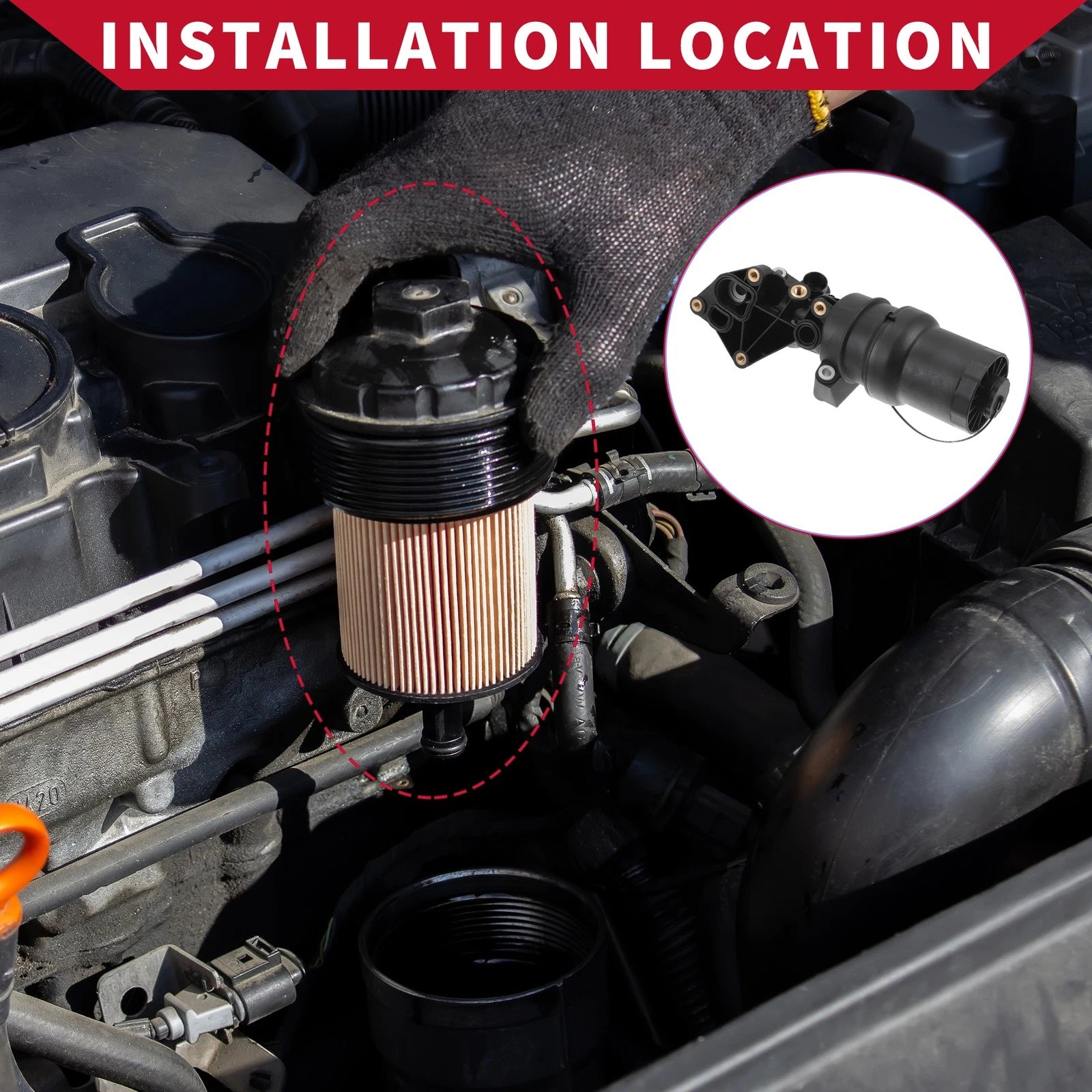Engine Oil Filter Base Housing Assembly for Volkswagen Golf Rabbit (2005–2015)
