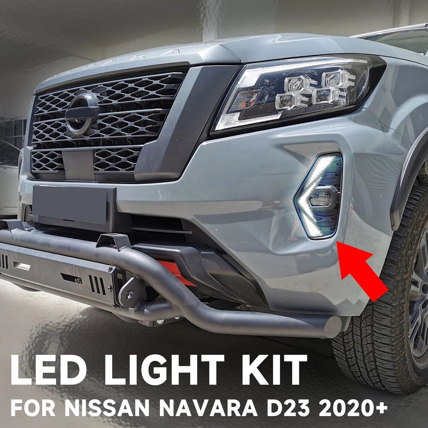LED Fog Lamp Daytime Running Light DRL with Turn Signal for Nissan Navara NP300 (2020–Present)