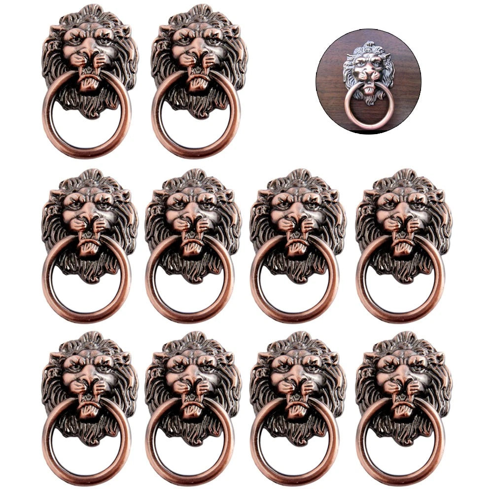 10X Vintage Lion Head Door Pull Handle Knob for Cabinet Drawer