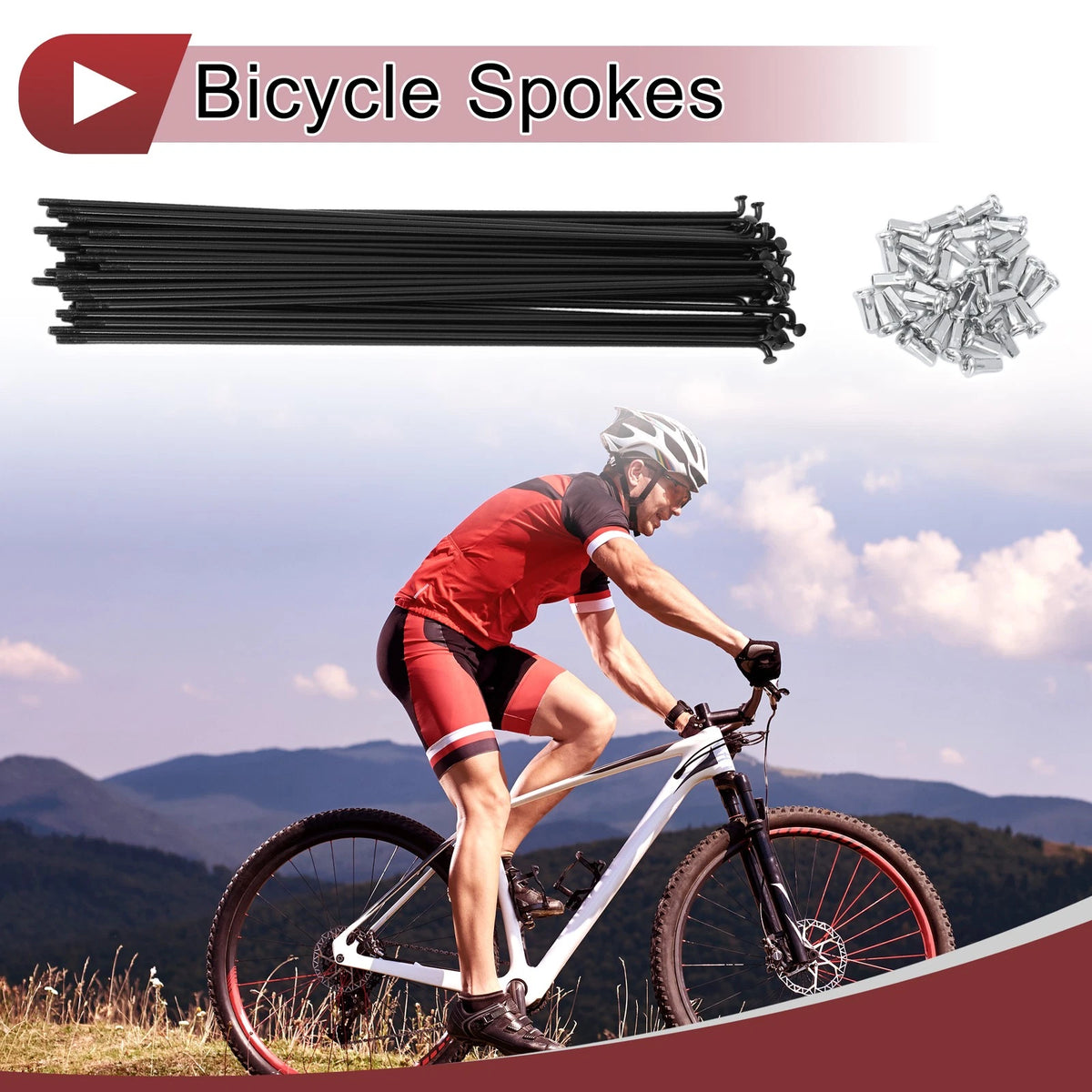 Bicycle Wheel Spokes Set 247mm 45 Steel Black for 36G Wheels (247mm)