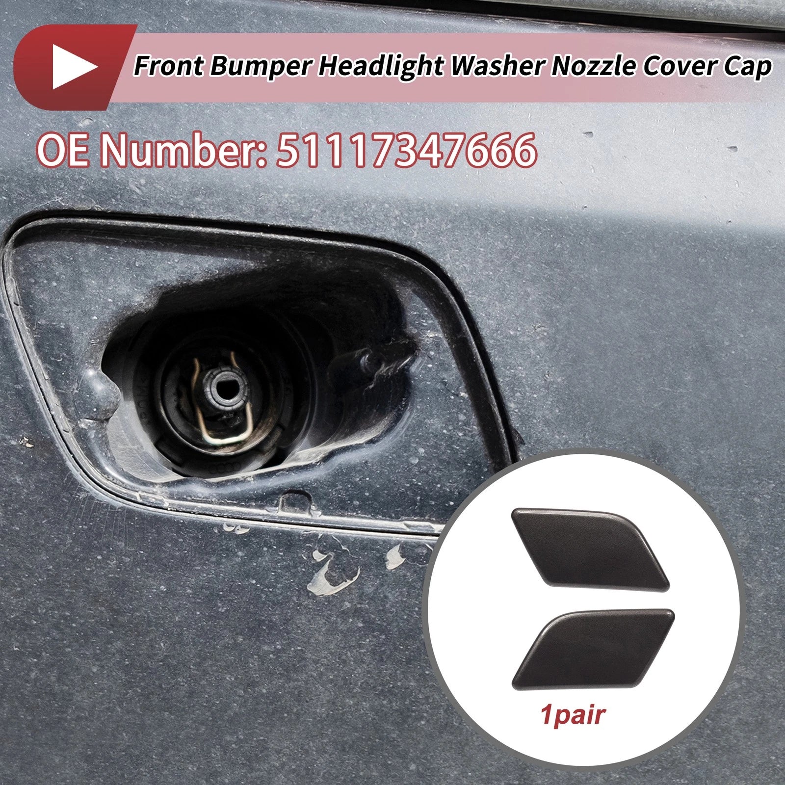 Washer Nozzle Cover Cap Front Left Right for BMW X1 (2013–2015)