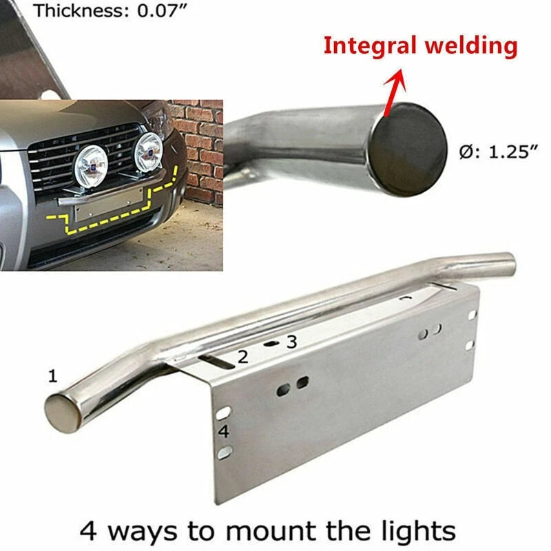 Universal 23" Bull Bar Front Bumper License Plate Mount Bracket Holder