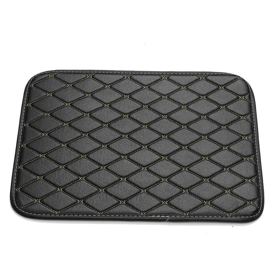 Set of 4 PU Leather Floor Mats for Car (Black with Red Stitching)