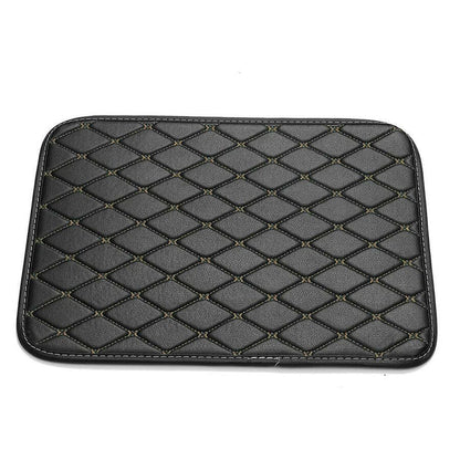 Set of 4 PU Leather Floor Mats for Car (Black with Red Stitching)
