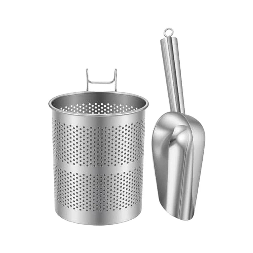 Stainless Steel Ice Scoop and Holder Set for Efficient Ice Handling