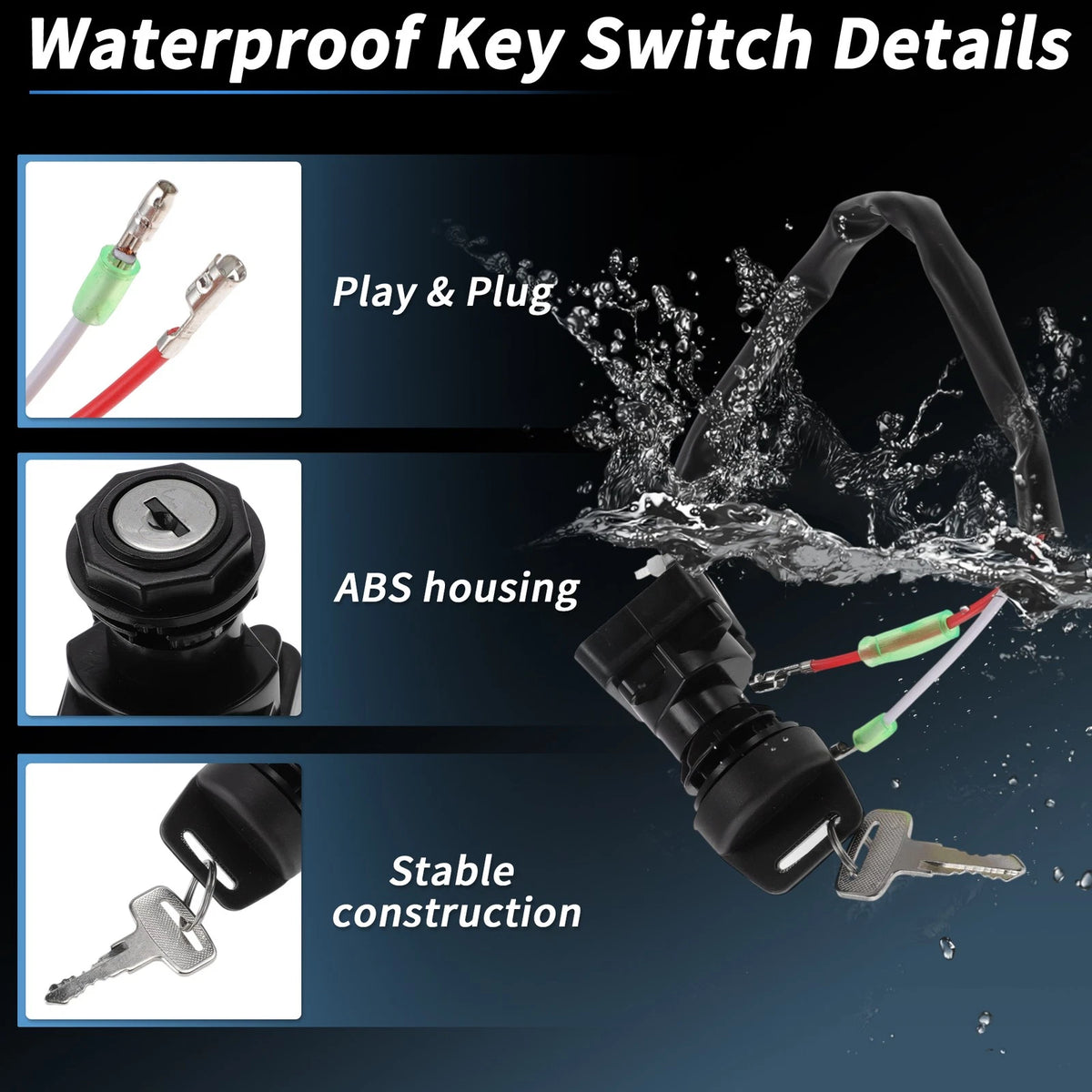 Ignition Key Switch No. 270051192 for Kawasaki Bayou 220 KLF220 (1996–2002)