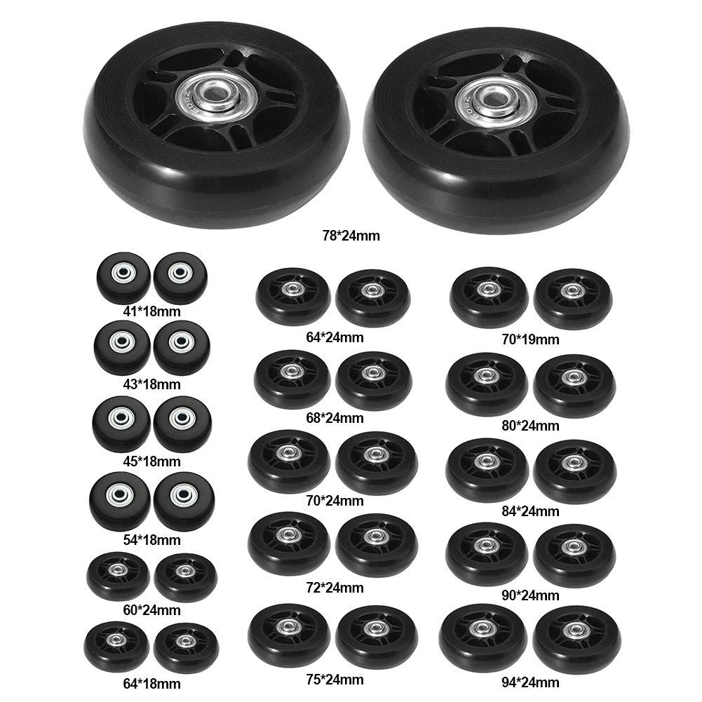 Replacement Rubber Alloy Wheels for Luggage Silent Rolling Performance