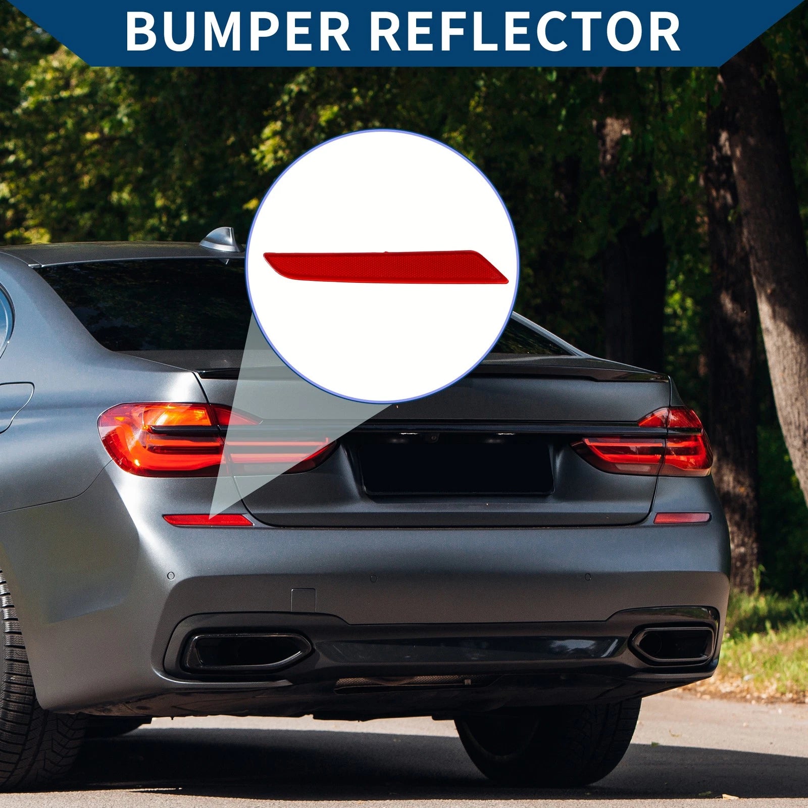Bumper Reflector Replacement for BMW 740i 2016–2019 Rear Left Red